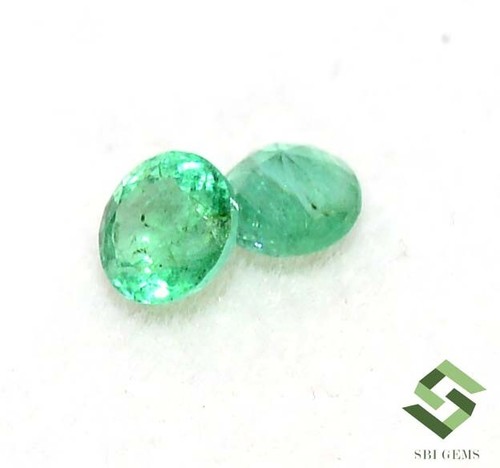 Certified Natural Emerald Round Cut Pair 3.75 mm 0.37 CTS Faceted Loose Gemstone - Picture 6 of 6