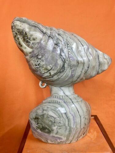 Butter jade female Shona stone Bust by E. Katombera, 60 pounds, 18" tall - Photo 3 sur 5