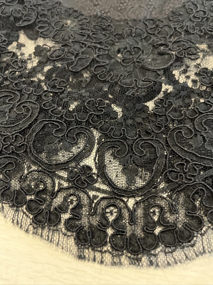 Vestido Carmen Marc Valvo Negro Sin Mangas Festoneado Encaje Ribete Impresionante Talla 8 Foto 3 de 4