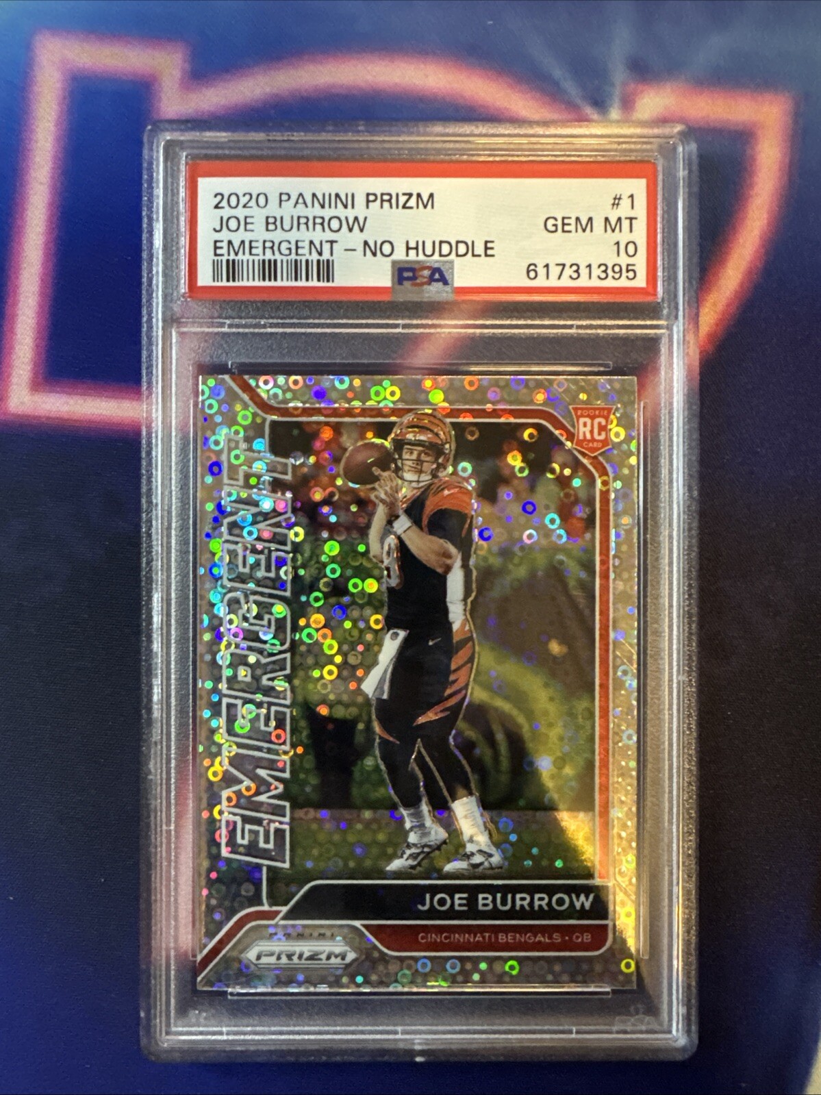 2020 Panini Prizm Emergent No Huddle Joe Burrow Prizm Rookie RC #1 PSA 10