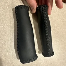 Ergonomic Bike Bicycle Handle Bar Grips, Vinyl Cover with stitching, Black