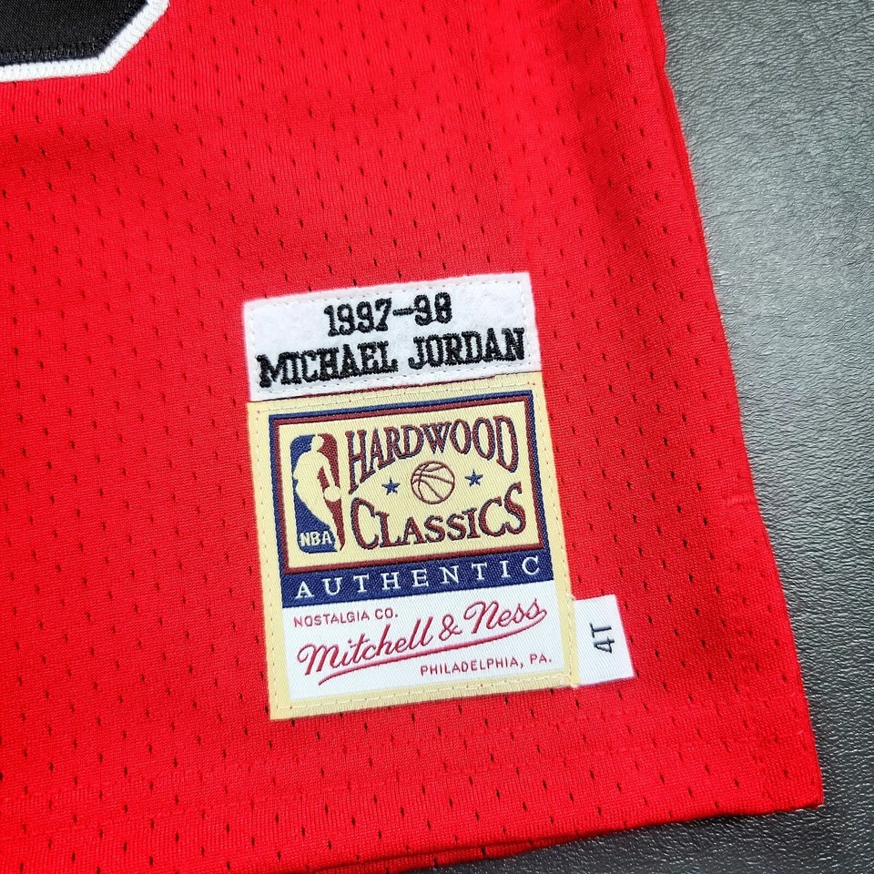 100% аутентичная футболка Майкла Джордана Митчелла Несса 97 98 Bulls 4T S4 для малышей PS - Изображение 3 из 4