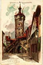 Old postcard AK Rothenburg - Klingenthor - Litho GERMANY (918577)