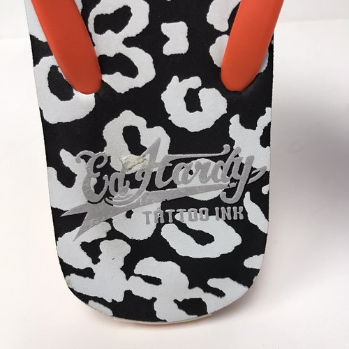 Ed Hardy Kids Size 5 Flip Flops White Orange Black - Picture 6 of 7