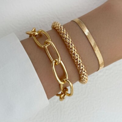 Bangle Bracelet Set Lot of Gold Bracelet Set Women Snake Chain