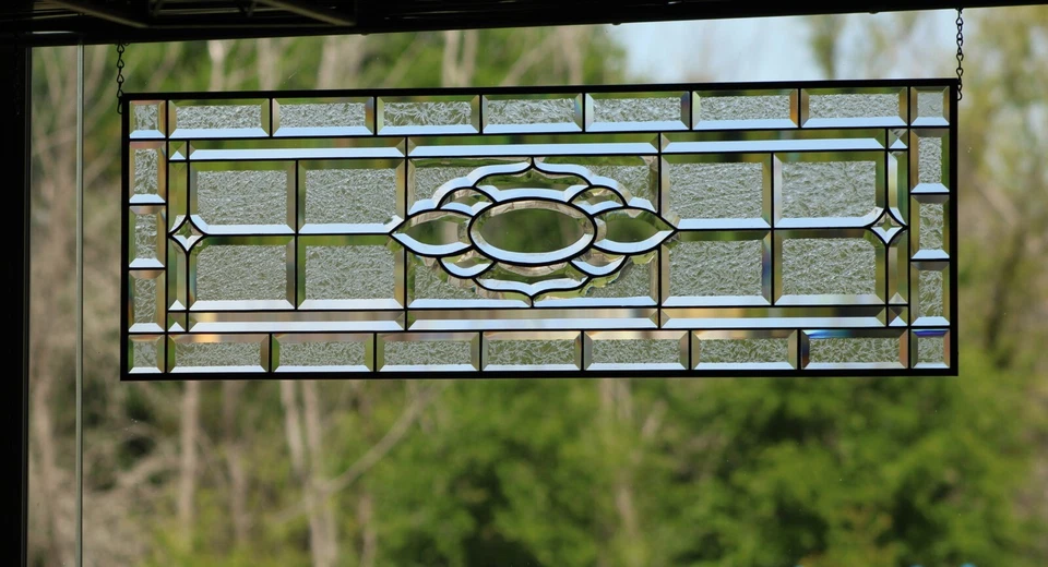 Stained Glass Panel,Transom,Sidelight39 1/4"x 13 3/8 M-T-O Clear Beveled - Image 3 of 4