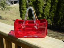 Murano Style Hand Blown Glass Purse - Vase- Handbag - Planter By Design Society