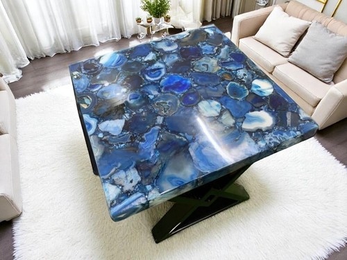 24" Quadratisch Blau Achat Stein Mitte Couchtisch Luxus Edelstein Haus & Garten De