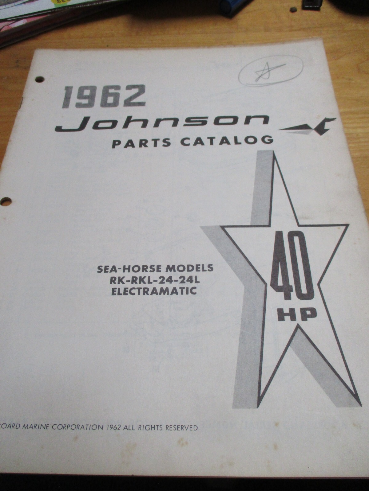 1962 Johnson 40 hp RK RKL 24 24L electramatic Outboard Parts Catalog ...