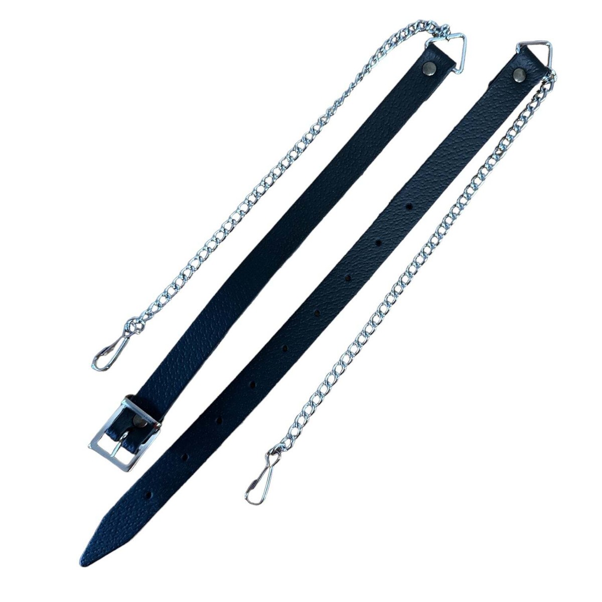 Black Leather Chrome Sporran Chain Belt | eBay