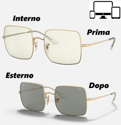 Occhiali da sole per uomo donna Ray Ban quadrati Rayban squadrati  fotocromatici | eBay