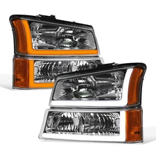 Topline For 03-07 Silverado Switchback Sequential LED Headlights+Bumper - Chrome