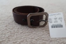NWT CREWCUTS Brown Leather Belt Brass Buckle Size Small 