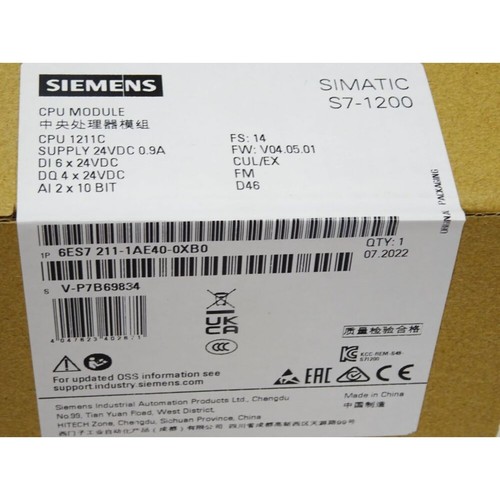 New Siemens 6ES7211-1AE40-0XB0 SIMATIC S7-1200 CPU 1211C 6ES7 211-1AE40-0XB0