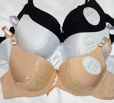 NEW Foam Lined Full Cup Underwire Push Up Bra Lace Trim- 34-36-38 B Cup Sizes