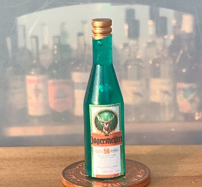 Puppenhaus Jägermeister Etikett auf Plastikflasche Maßstab 1:12 Getränk tumdee