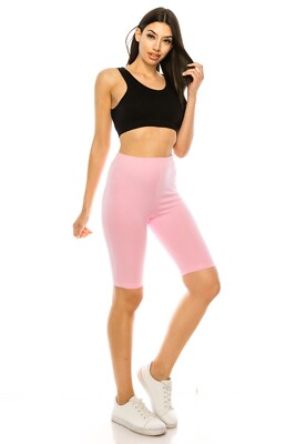 Women's Cotton Biker Shorts   High Waist 10'' Inseam Workout Sports Yoga Running