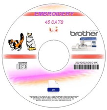 MACHINE EMBROIDERY DESIGNS - 45 CATS EMBROIDERY DESIGNS ON CD BROTHER PES FORMAT