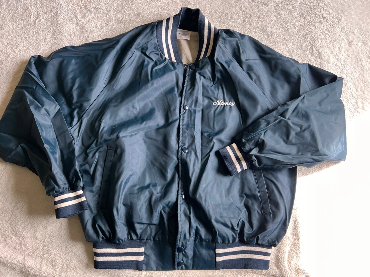 Vintage Calex Satin Bomber Jacket X-Large Black Auburn Sportswear Made In USA