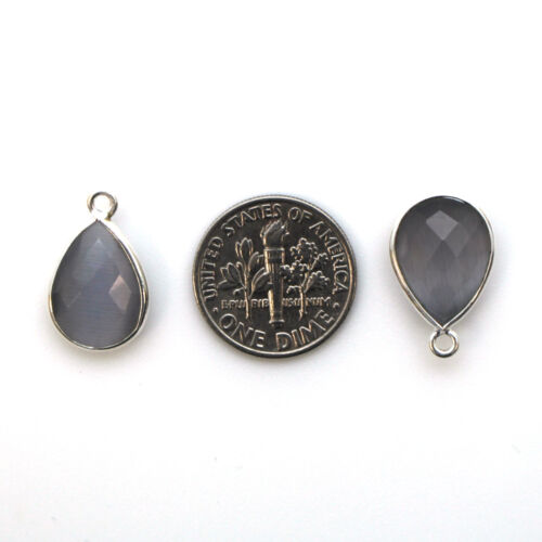 Einfassung Edelstein Anhänger Sterlingsilber grau Monalisa-kleine Träne-10x14mm (2 Stck.) - Bild 2 von 3