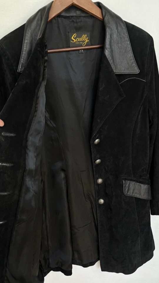 Vintage Scully Black Suede Leather Western Blazer Jacket Womens M Concho Buttons - Image 2 of 4