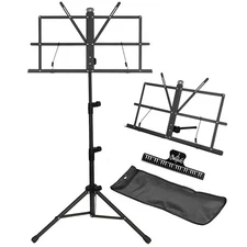 IRONTREE Music Stand - 2 in 1 Dual-Use Desktop Book Stand Folding Music Holde