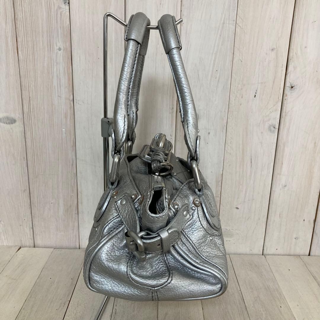 Chloe Paddington handbag Silver with Storage bag 5.1*10.6*7 inch