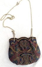 VINTAGE Intricate Design BEADED EVENING BAG PURSE CLUTCH Made Hawaii Multi-Color