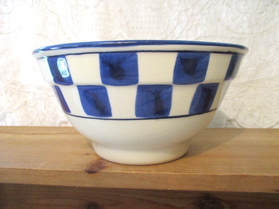 Hartstone Checkmates Blue Check  7-1/2'' SERVING / Mixing BOWL 1 Rib