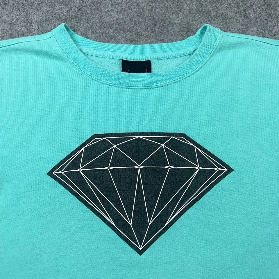 Diamond Supply Sweatshirt Womens Medium Teal Blue Crewneck Pullover Y2K Skate - Image 3 of 4