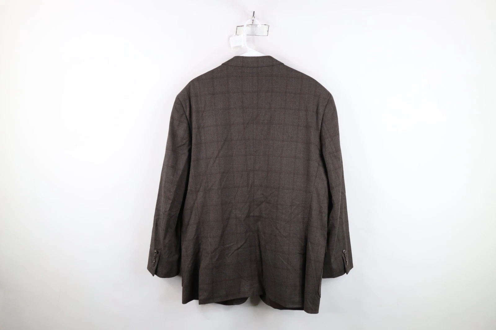 Johnston & Murphy Mens XL 3 Button Suit Coat Blazer Jacket Coat Brown Plaid image 18