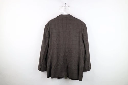 Johnston & Murphy Mens XL 3 Button Suit Coat Blazer Jacket Coat Brown Plaid image 18
