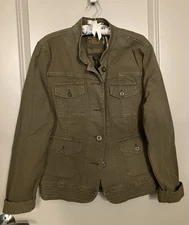 VINTAGE LUCKY BRAND OLIVE ARMY GREEN MULTI POCKET JACKET SEMI FITTED  SZ XL  NWT
