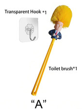 Funny Yellow Hair Cartoon Toilet Brush with Holder  Creative Bathroom Cleaner 