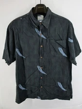 AFTCO Blue Water Deep Sea Fishing Marlins Short Sleeve Camp Shirt Mens Size M