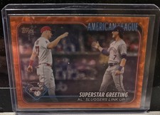 2024 Topps 413 Superstar Greeting Bobby Witt Jr. Mike Trout Orange Foil #/299