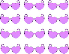 12 Pairs Heart Glasses Colorful Rimless Heart Shaped Sunglasses Love Glasses for