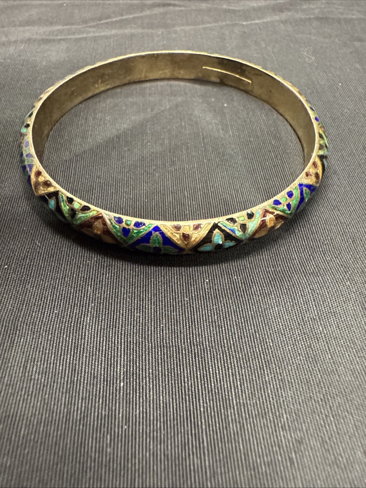 Colorful Bangle Bracelet Flower Pattern Gold Tone - image 6