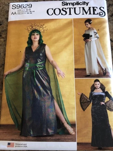 ? SIMPLICITY #S9629-LADIES MEDUSA-BRIDE OF FRANKSTEIN COSTUME PATTERN 10-18 FF