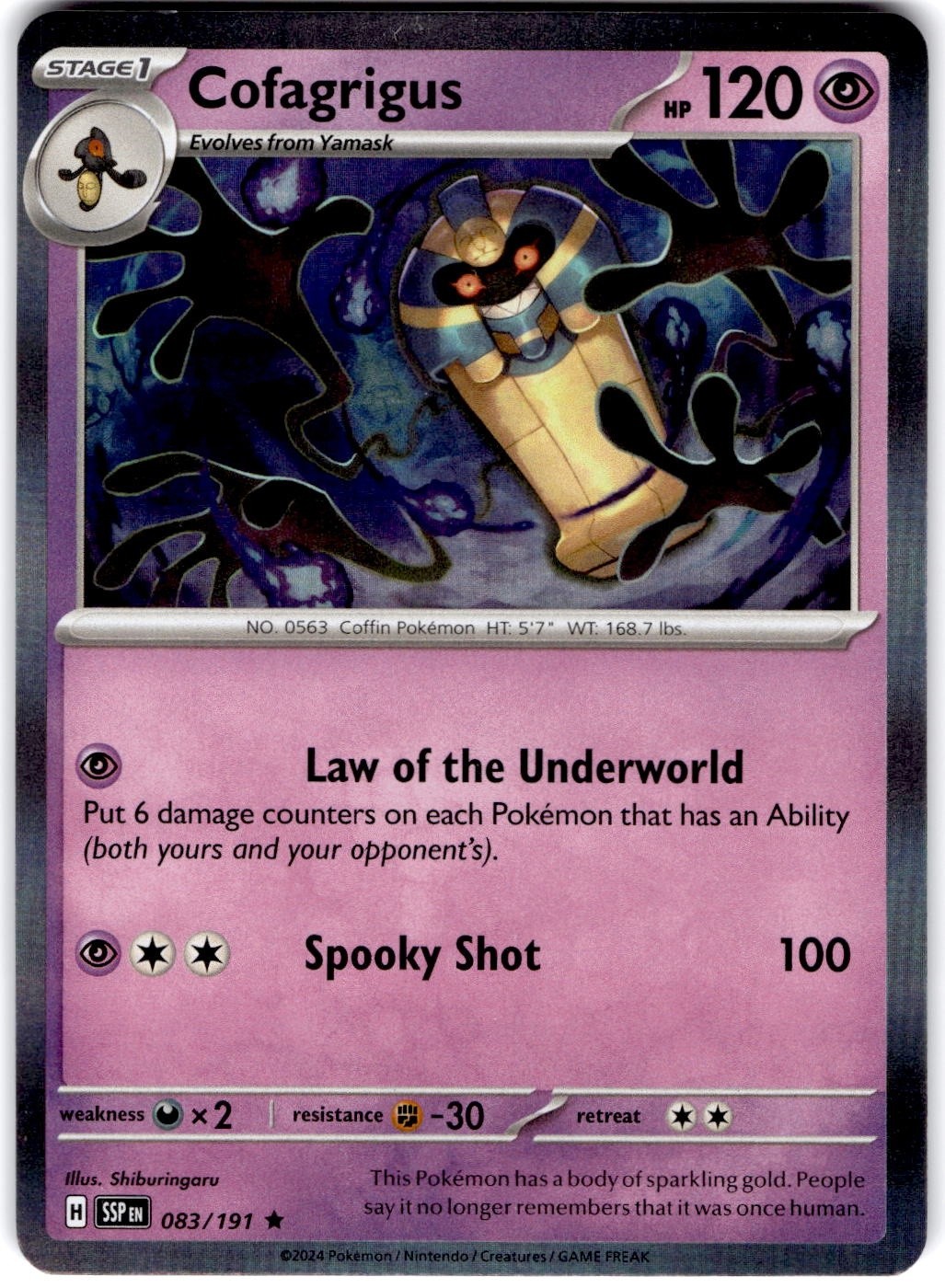 Pokemon Cofagrigus Surging Sparks 83/191 Normal Holo Near Mint English