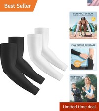 2 Pairs Arm Sleeves Compression UV Protection Cooling Sun Sleeves Tattoo Cove...