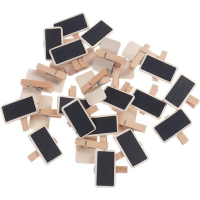 50 Mini schwarze Tafel Holz Nachricht Rechteck Schiefer mit Klemme Clip Karte Pannea...