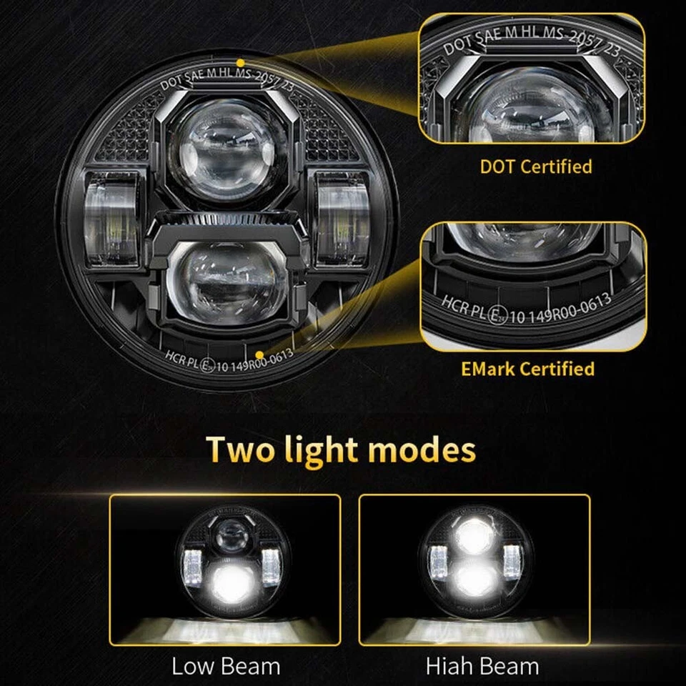 5-3/4" 5.75" LED Headlight W/DRL,High Low lamp For Indian Scout Bobber 2017-2024 - Image 3 of 4