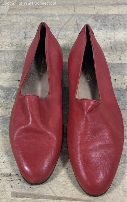 Vintage 90s Emilio Franco Red Leather Venetian Loafers Made in Italy Size 10.5