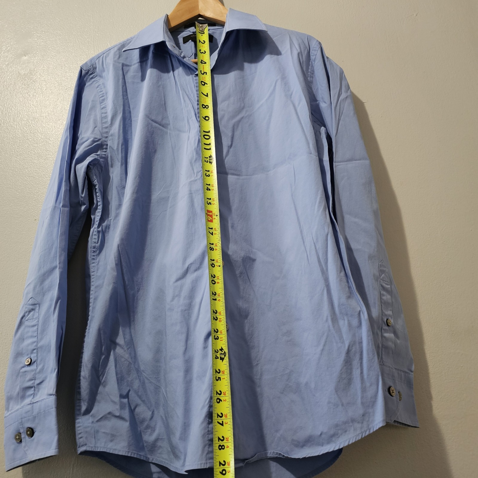 Express Stretch Solid Button Shirt Blue Dress Shi… - image 7