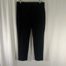 J. Crew Trouser Dress Pants Women's 10 Black Flat Front Straight Leg Pockets