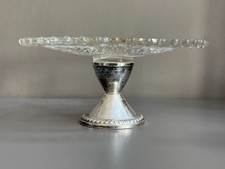 Vtg Duchin Weighted Sterling Silver/Glass Tidbit Tray/Pedestal Mini Cake Plate