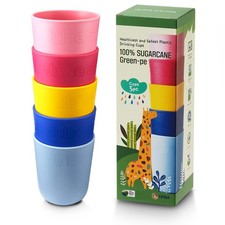 Dulce Worlds SUGARCANE Kids Cups 10 oz - 5 Pack, USDA LFGB Certified Toddle...