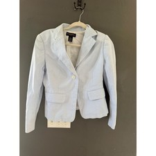 Brooks Brothers Womens Blue White Striped Seersucker Blazer Jacket Size 6