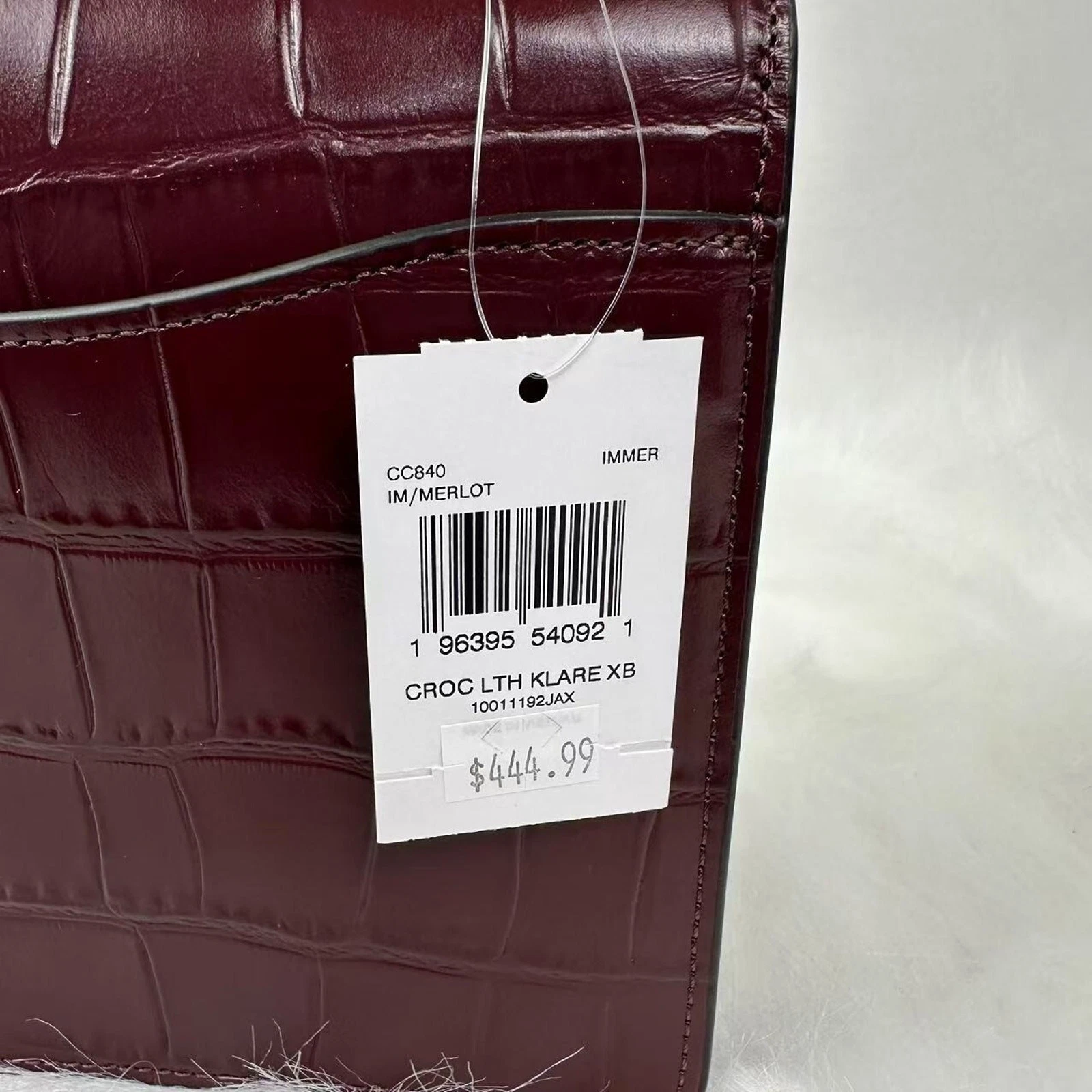 Borsa a tracolla Coach Klare pelle goffrata coccodrillo Merlot CC840 nuova con etichette